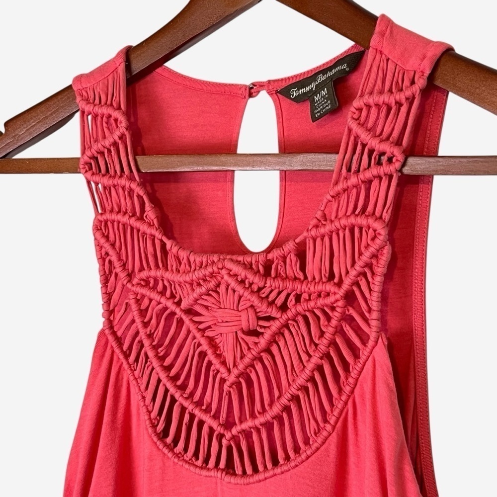Tommy Bahama Tambour Crochet Neck Maxi Dress Coral Medium M - Picture 5 of 11